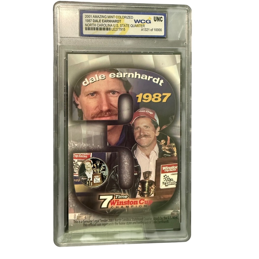 Dale Earnhardt 1987 Winston Cup Champion Colorized NC State Quarter WCG Slabbed